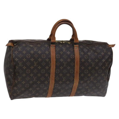 Louis Vuitton Keepall 55, Brown, Canvas, travel