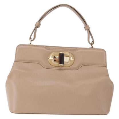 Bvlgari Isabella Rossellini Leather, Beige, Leather, Handbag