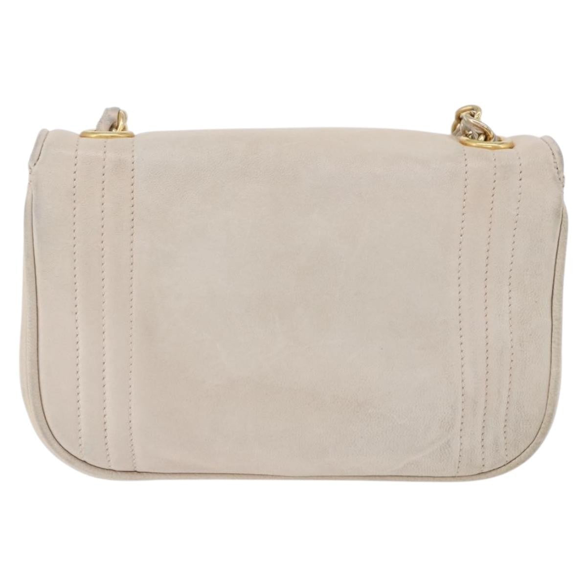 Chanel Vintage CC Stitch Flap Leather, Beige, Leather, Shoulder Bag