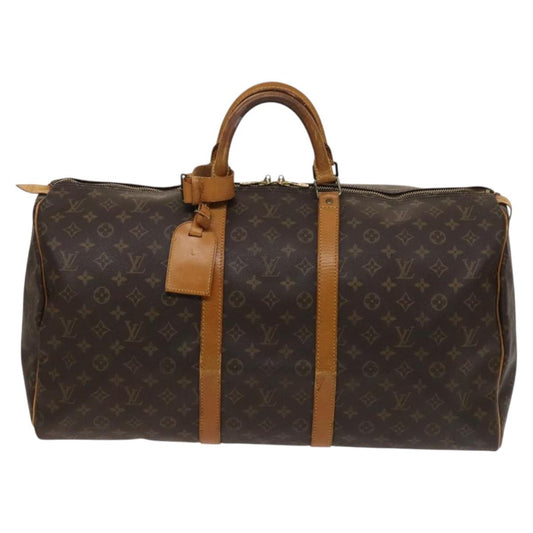 Louis Vuitton Keepall 55, Brown, Canvas, travel