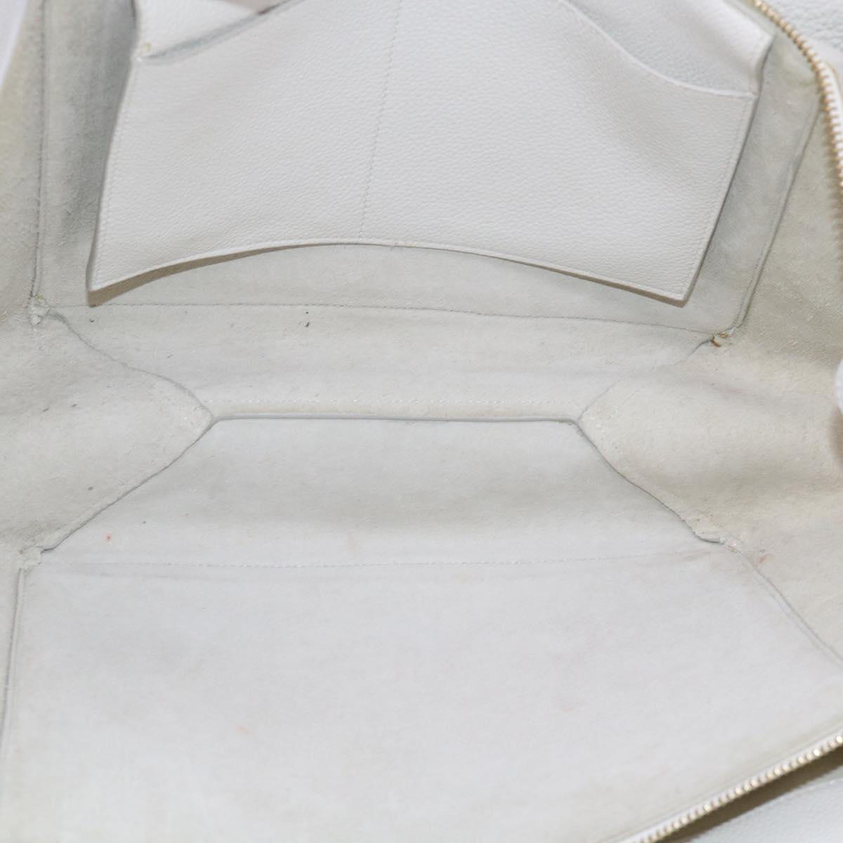 Celine Tri-Fold Shoulder Bag Grained Calfskin, WHITE, LEATHER, Shoulder bag