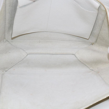 Celine Tri-Fold Shoulder Bag Grained Calfskin, WHITE, LEATHER, Shoulder bag