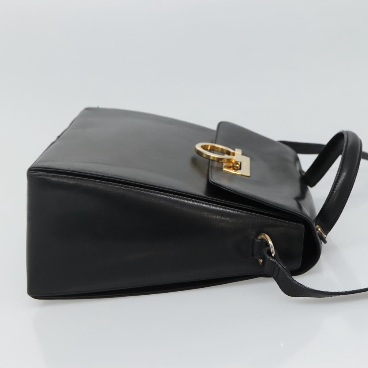 Salvatore Ferragamo Gancini, Black, Leather, handbag