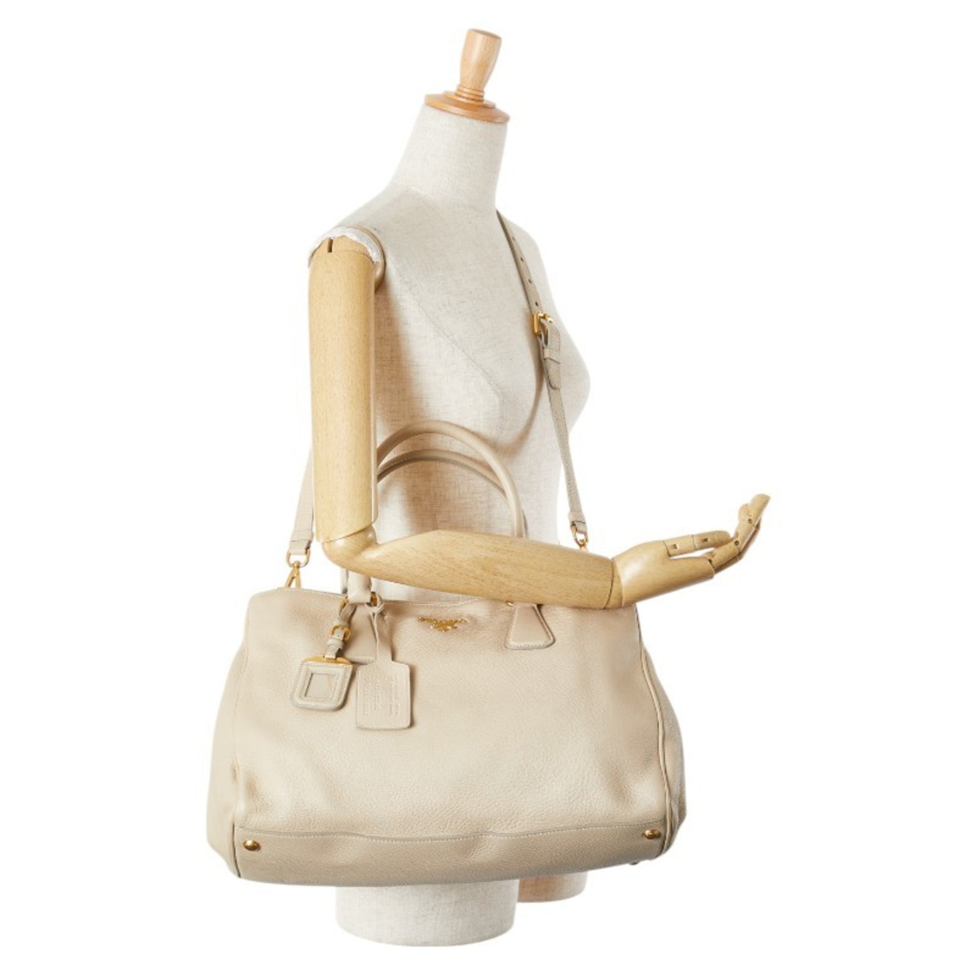 Prada Vitello, Beige, Leather, handbag