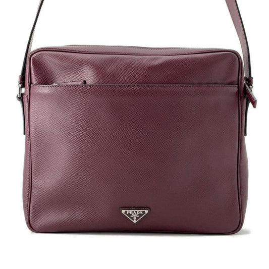 Prada Saffiano, Burgundy, Leather, shoulder