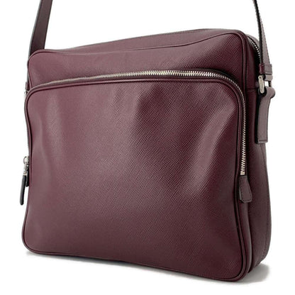 Prada Saffiano, Burgundy, Leather, shoulder