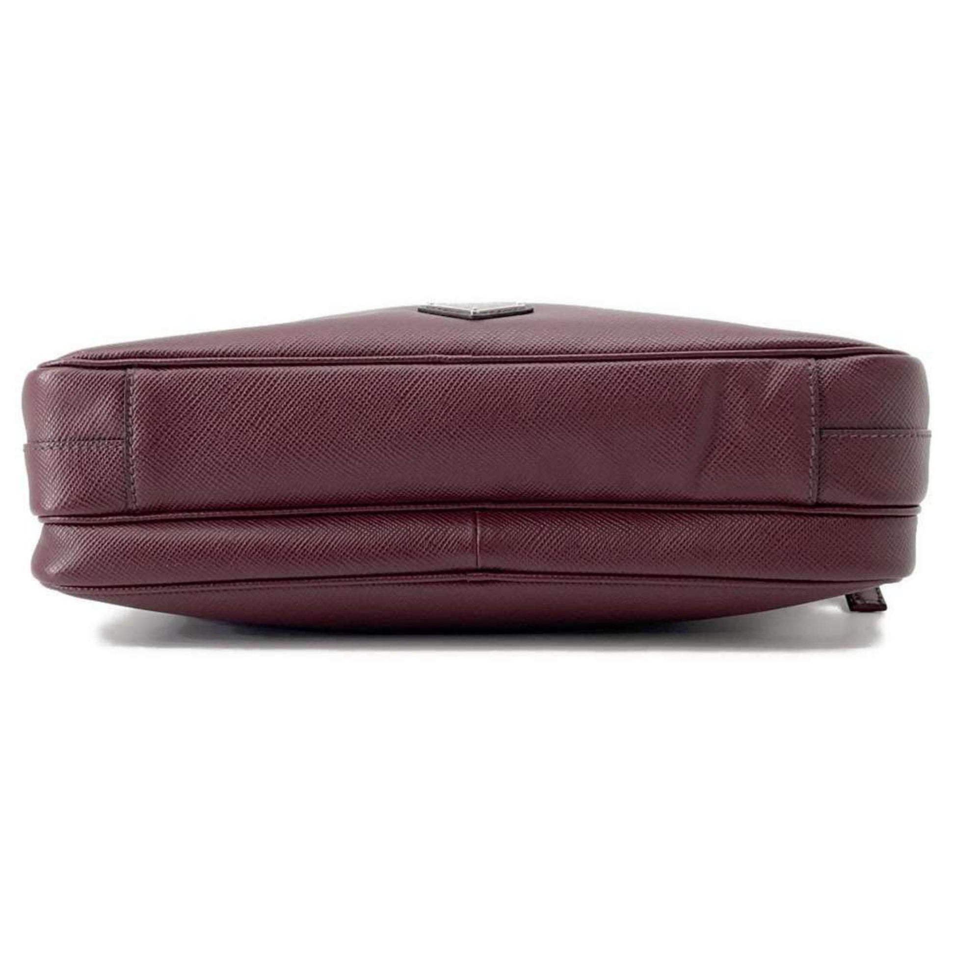 Prada Saffiano, Burgundy, Leather, shoulder