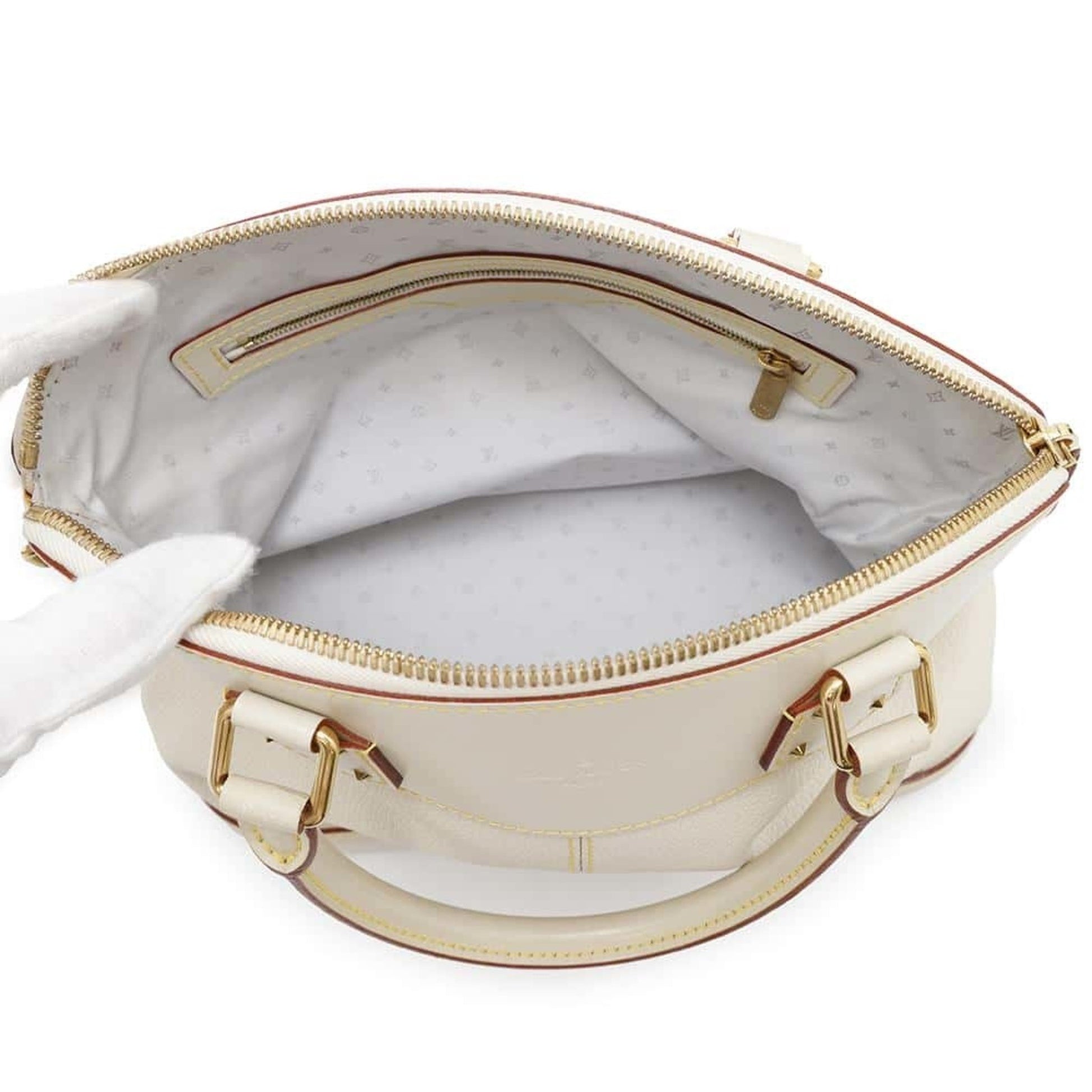 Louis Vuitton Lockit, White, Leather, handbag