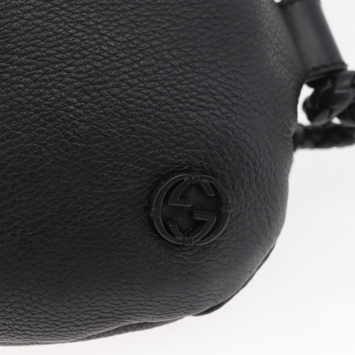 Gucci Braided Strap Zip Messenger Leather, Black, Leather, Crossbody Bag
