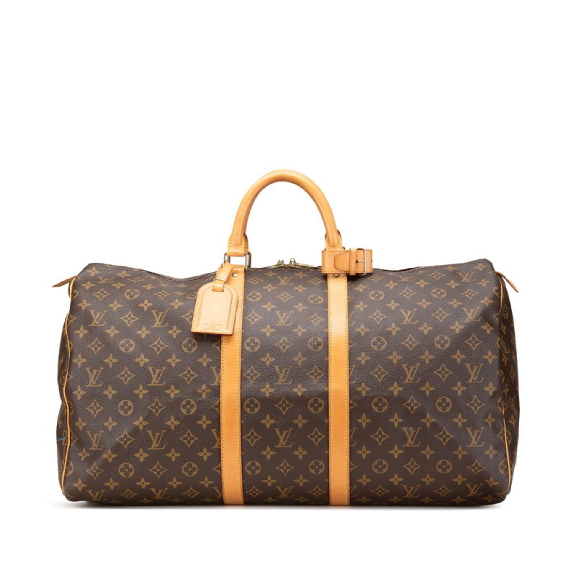 Louis Vuitton Keepall 55, Brown, Canvas, travel