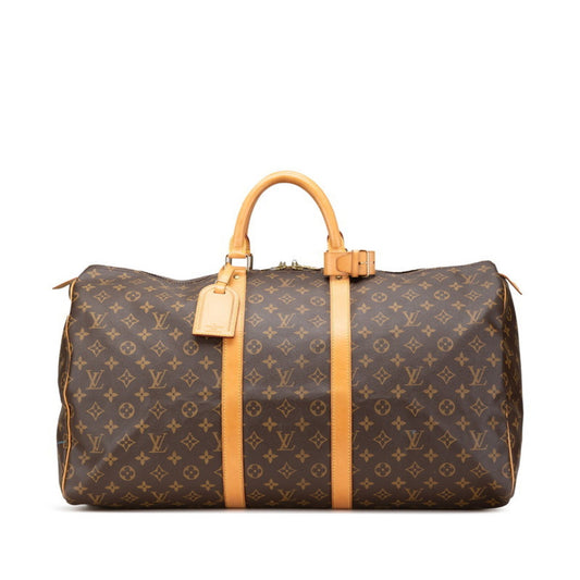 Louis Vuitton Keepall 55, Brown, Canvas, travel