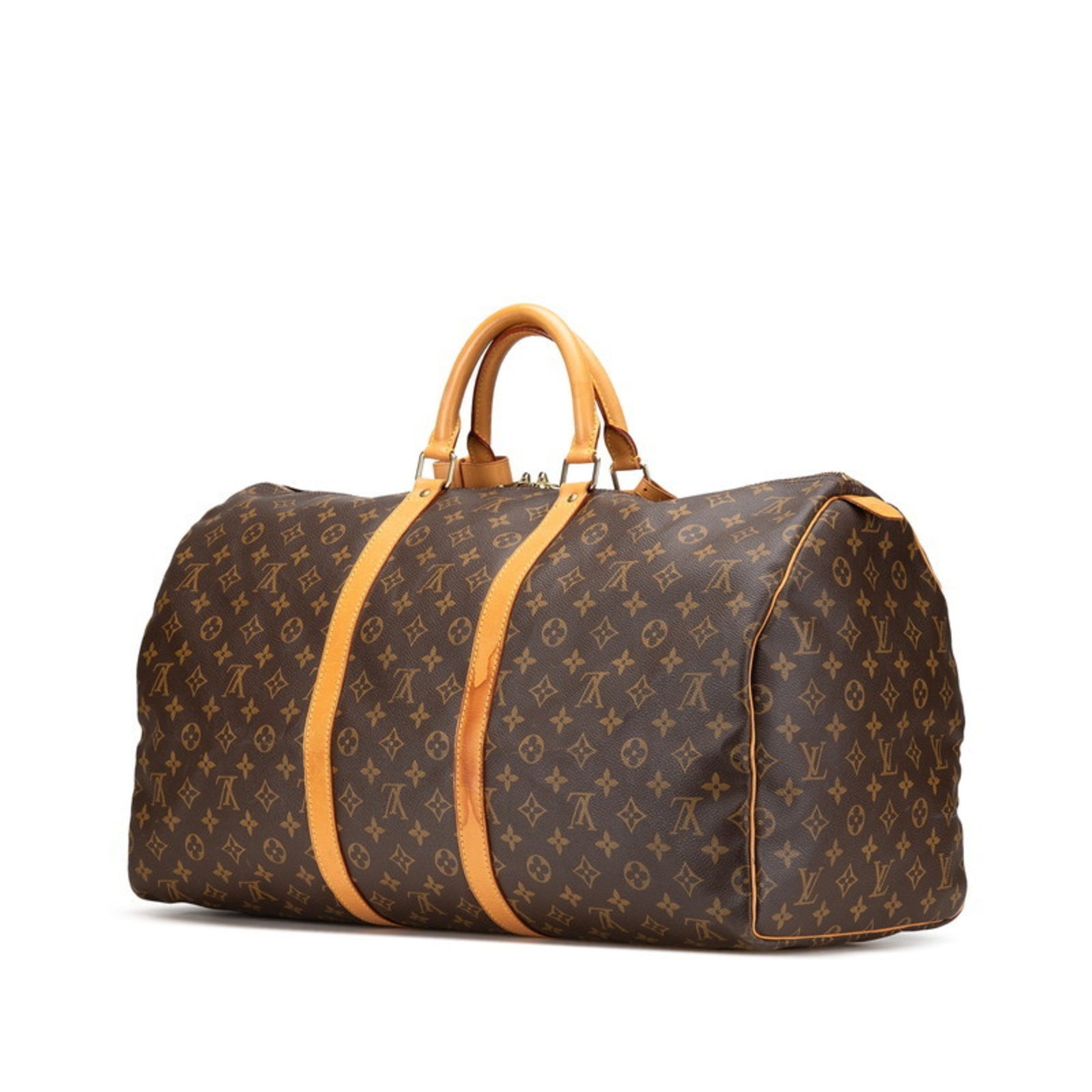 Louis Vuitton Keepall 55, Brown, Canvas, travel