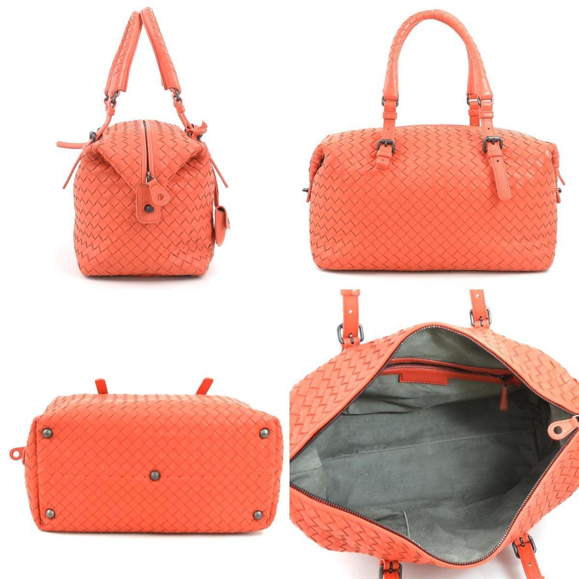 Bottega Veneta Intrecciato, Orange, Leather, handbag