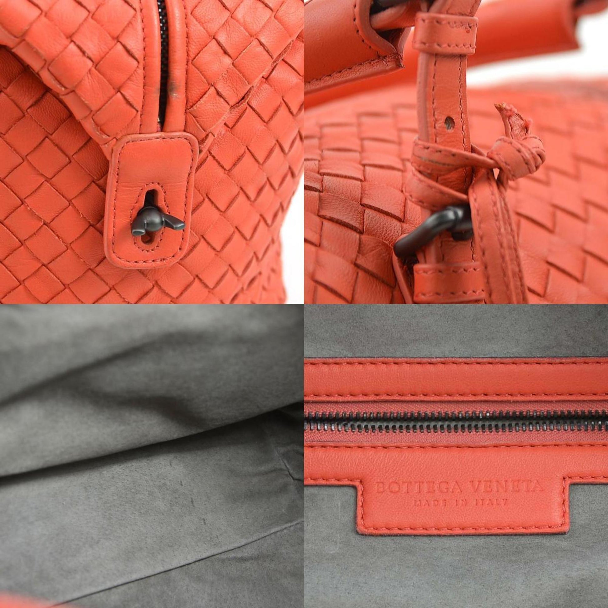 Bottega Veneta Intrecciato, Orange, Leather, handbag