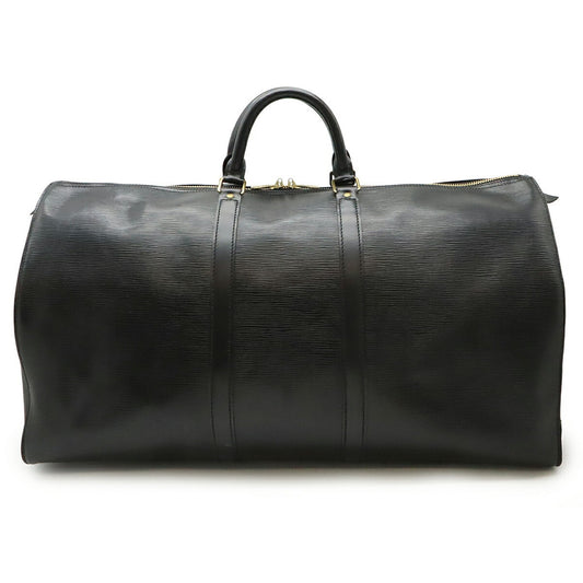 Louis Vuitton Keepall 55, Black, Leather, travel