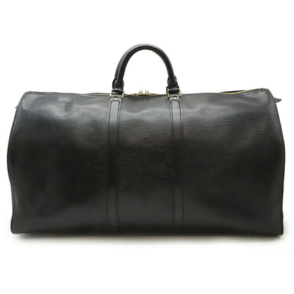 Louis Vuitton Keepall 55, Black, Leather, travel