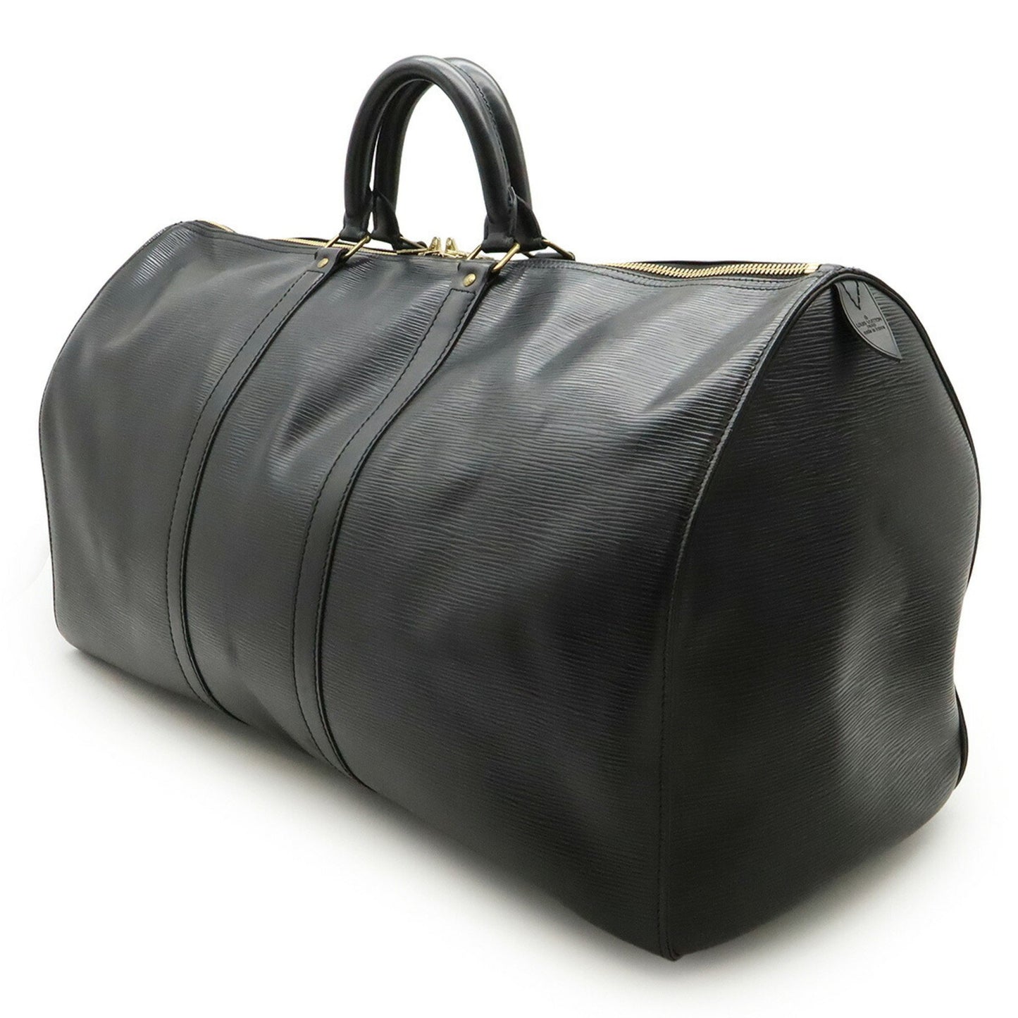 Louis Vuitton Keepall 55, Black, Leather, travel
