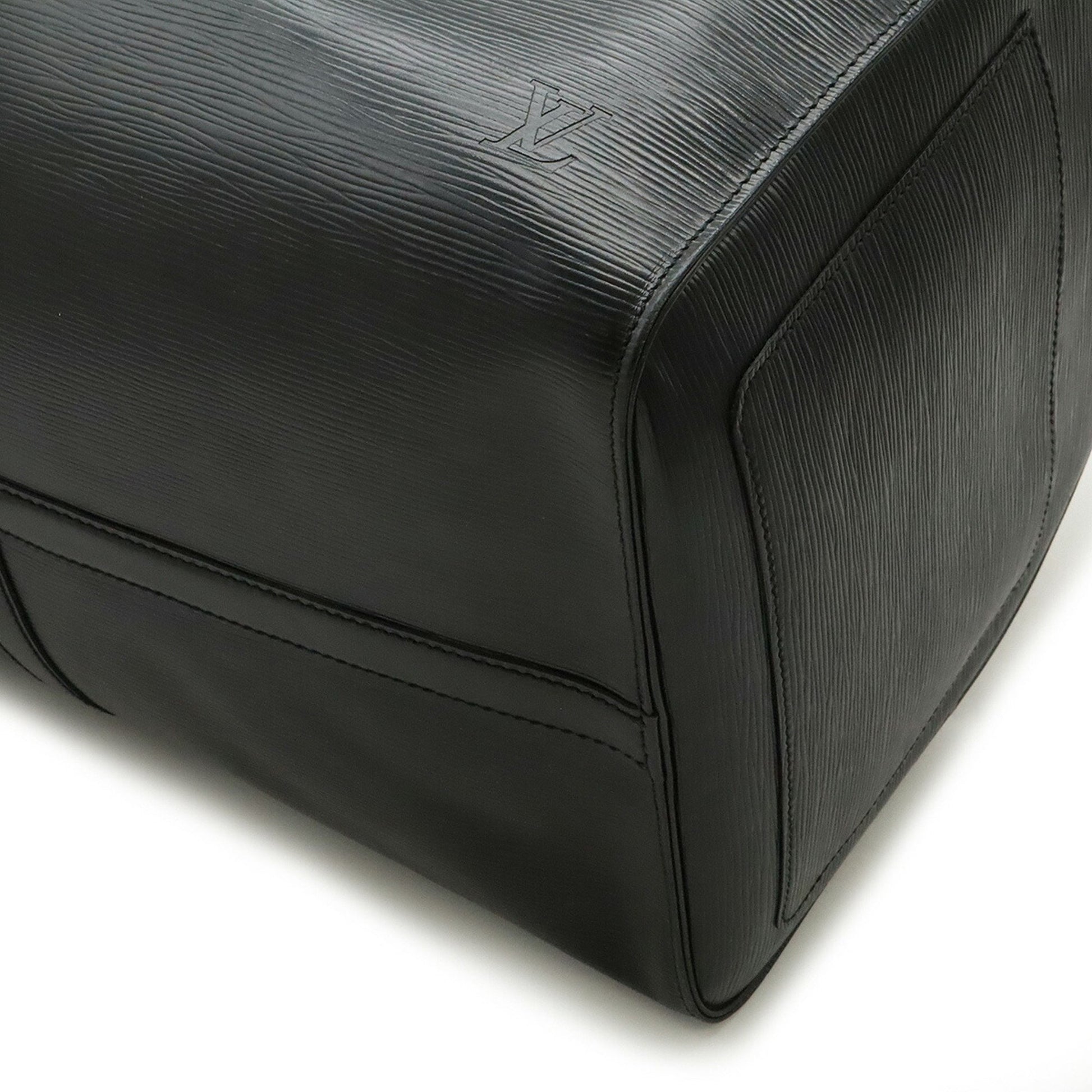 Louis Vuitton Keepall 55, Black, Leather, travel