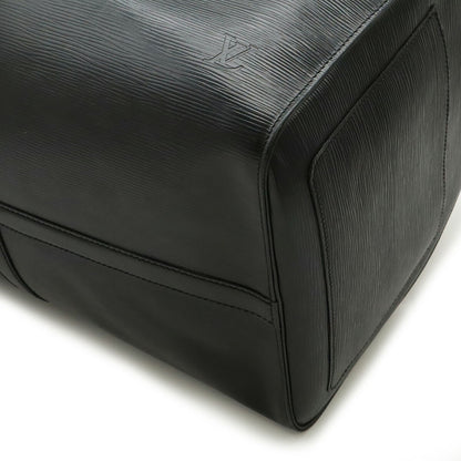 Louis Vuitton Keepall 55, Black, Leather, travel
