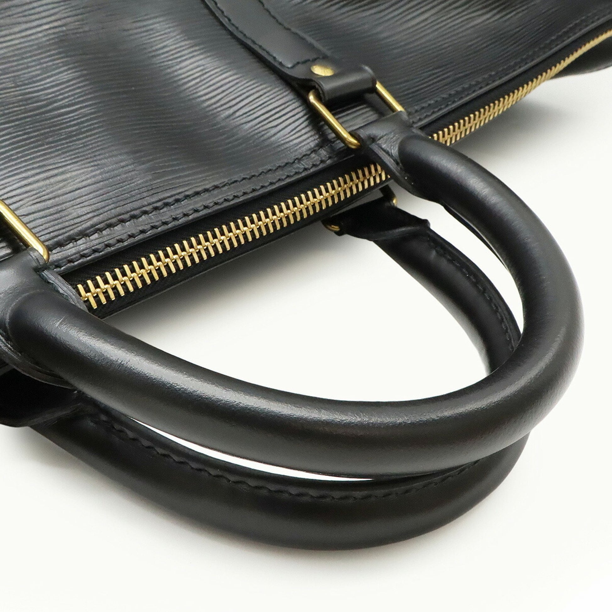 Louis Vuitton Keepall 55, Black, Leather, travel