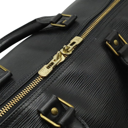 Louis Vuitton Keepall 55, Black, Leather, travel