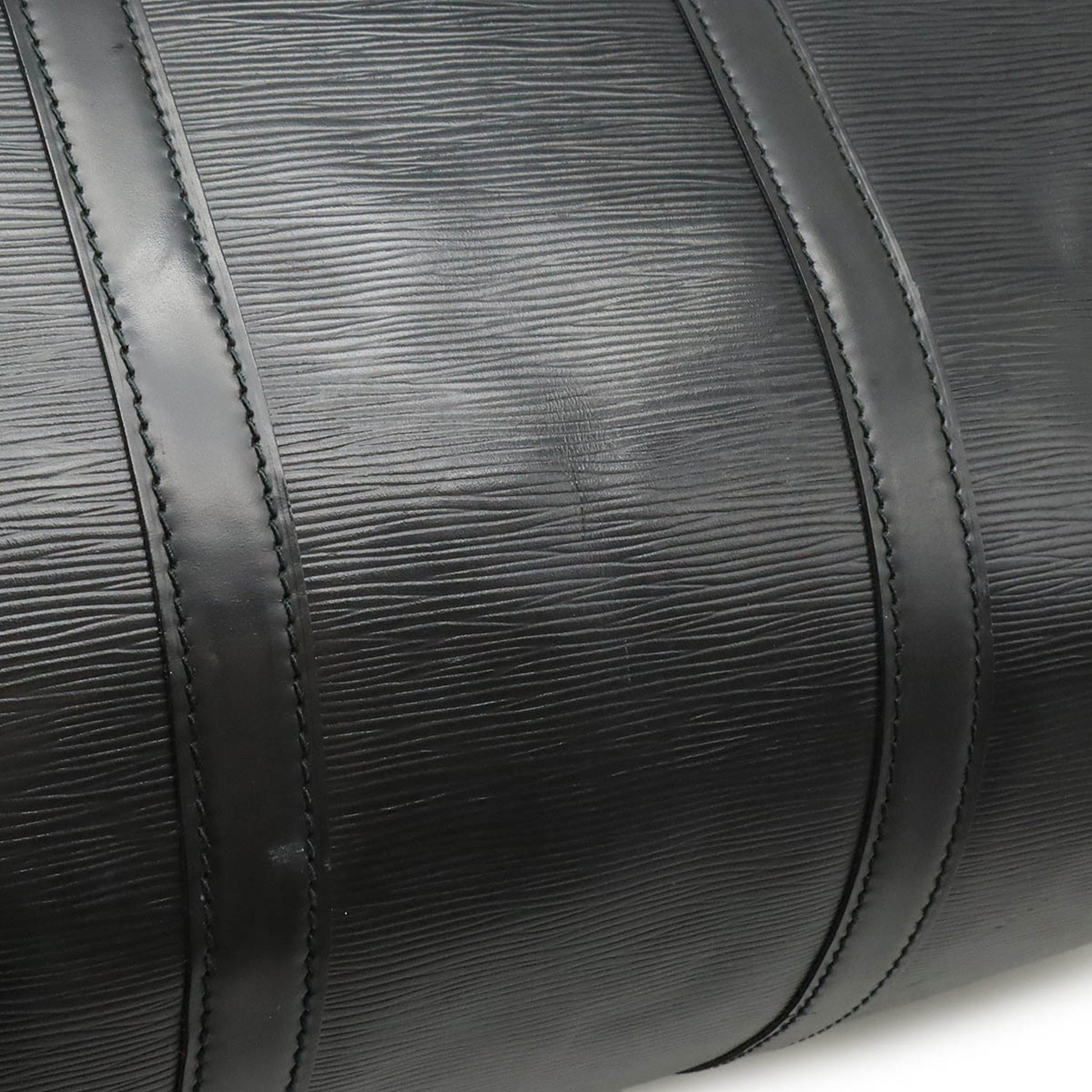Louis Vuitton Keepall 55, Black, Leather, travel