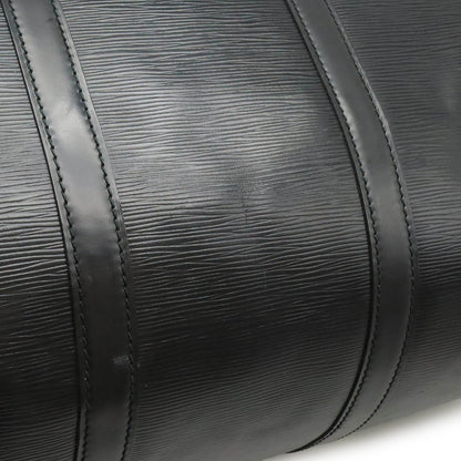 Louis Vuitton Keepall 55, Black, Leather, travel