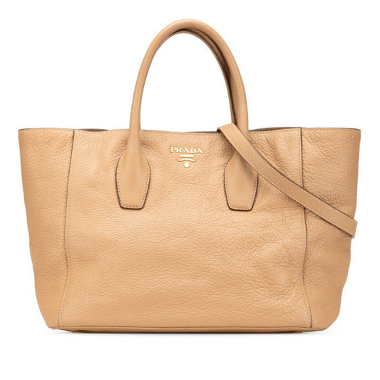 Prada Daino, Beige, Leather, tote