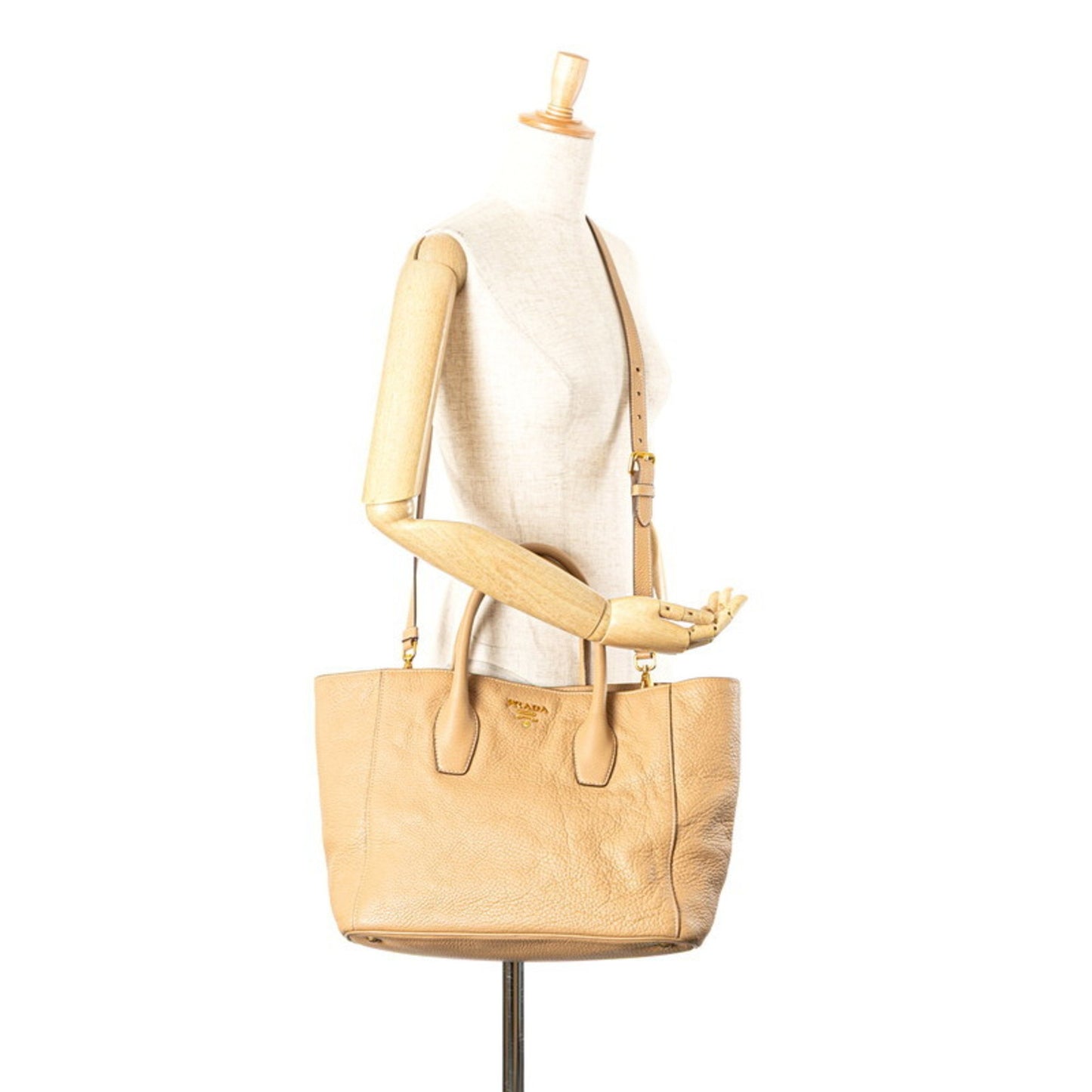 Prada Daino, Beige, Leather, tote