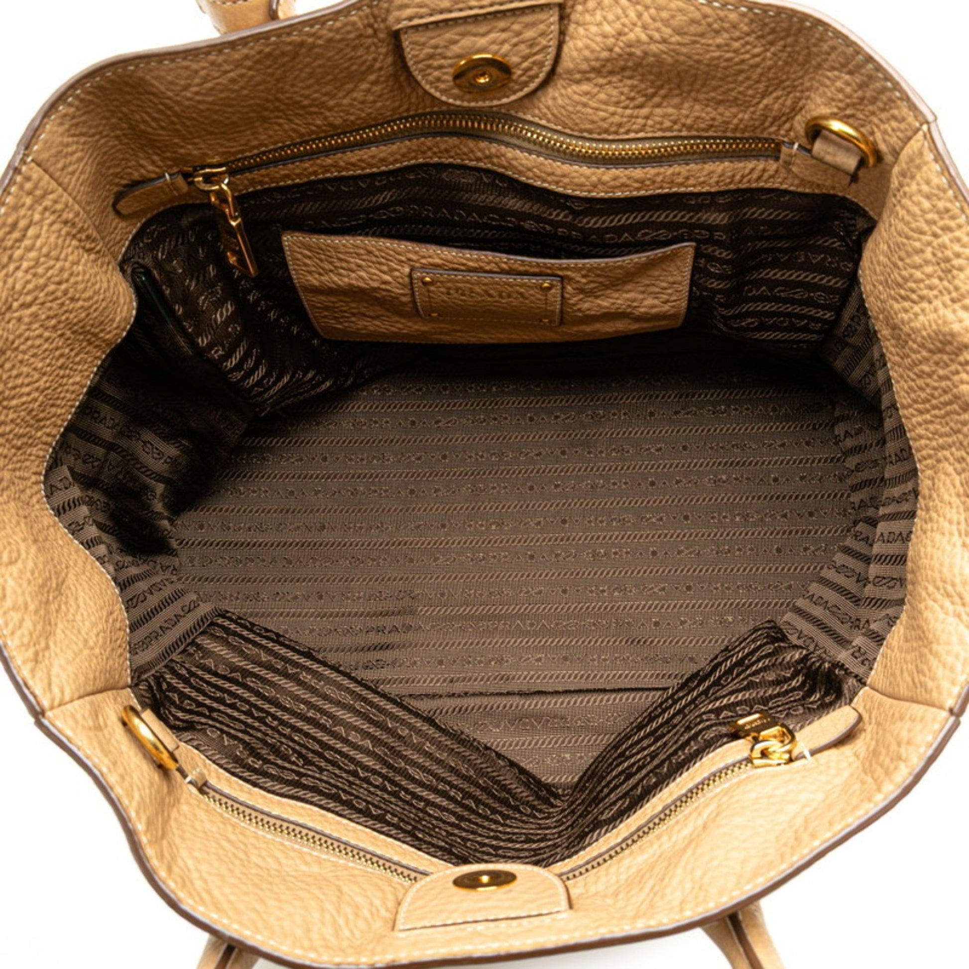 Prada Daino, Beige, Leather, tote