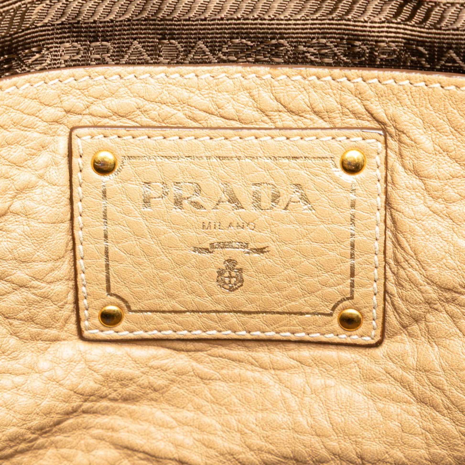 Prada Daino, Beige, Leather, tote