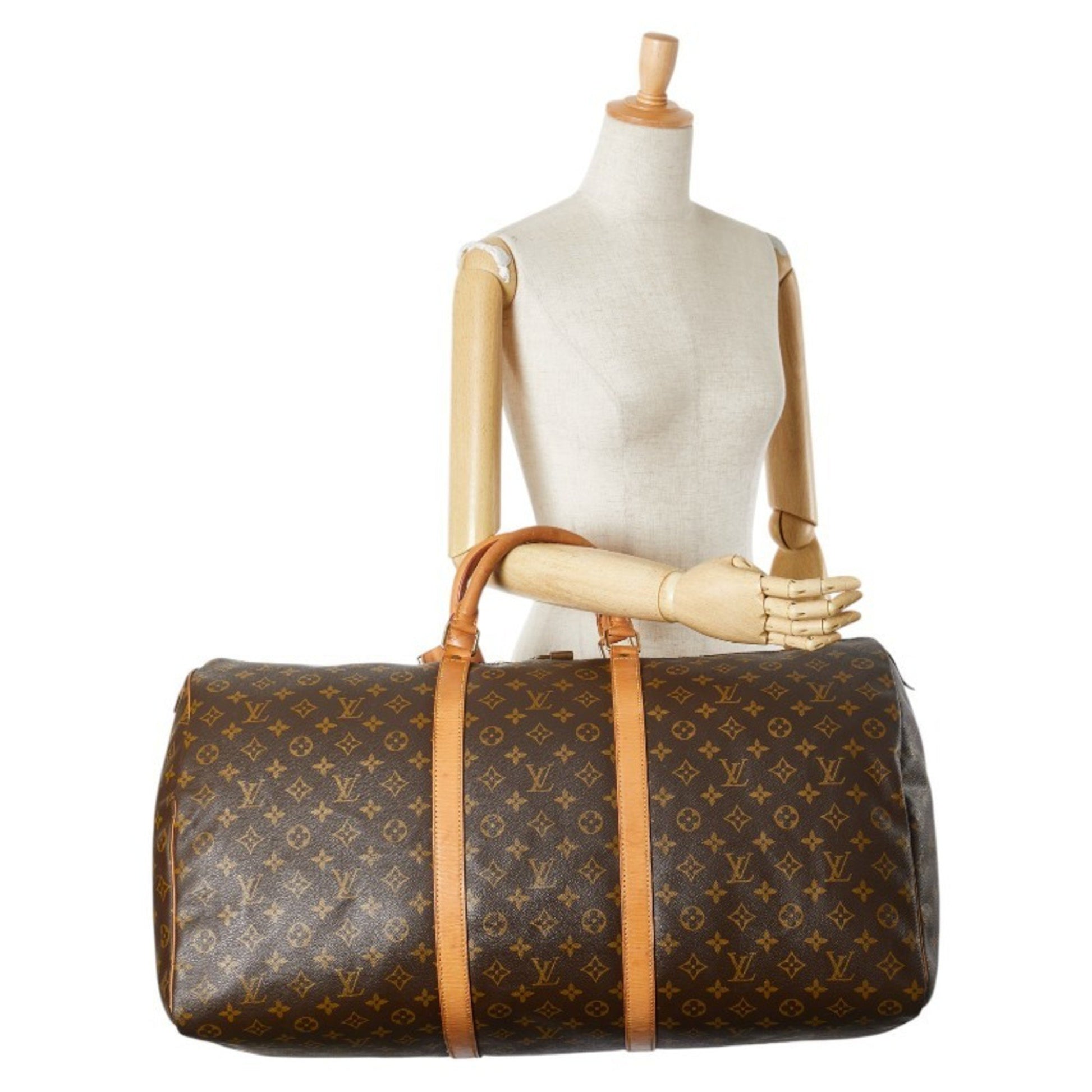 Louis Vuitton Keepall 60, Brown, Canvas, travel