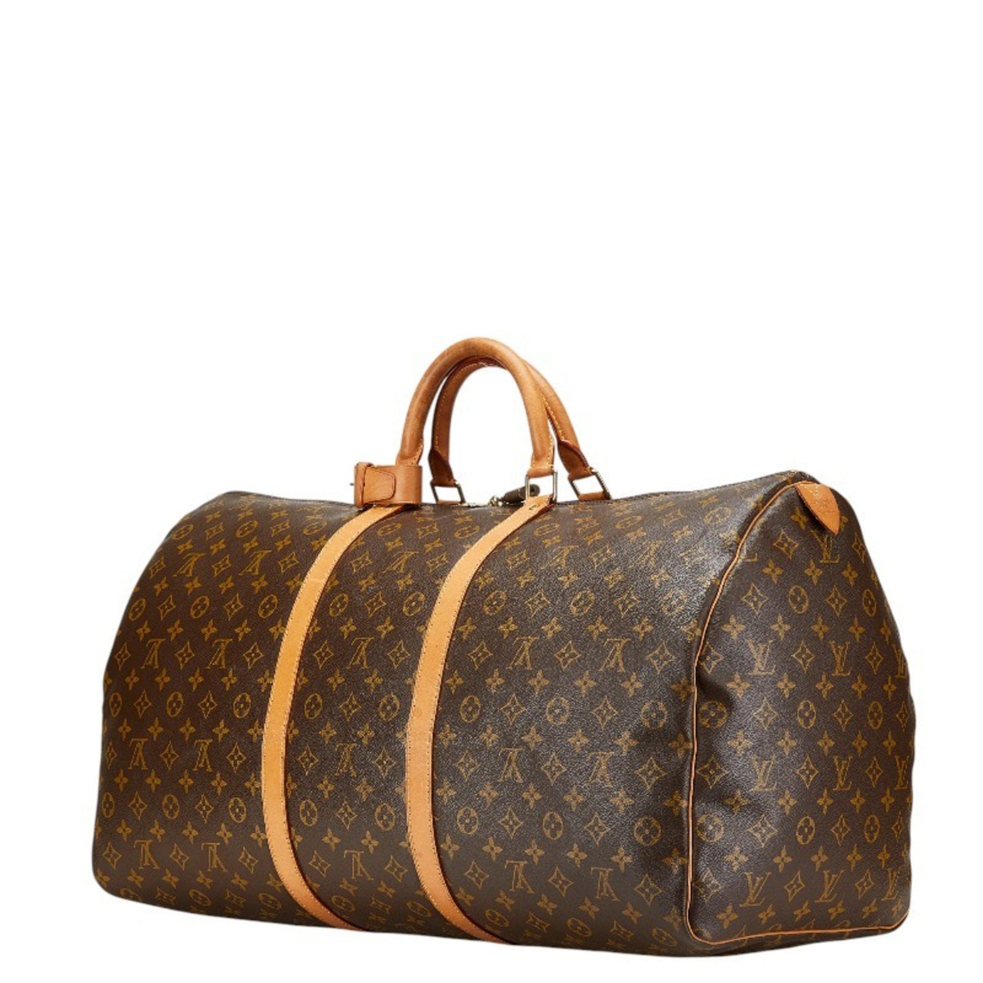 Louis Vuitton Keepall 60, Brown, Canvas, travel