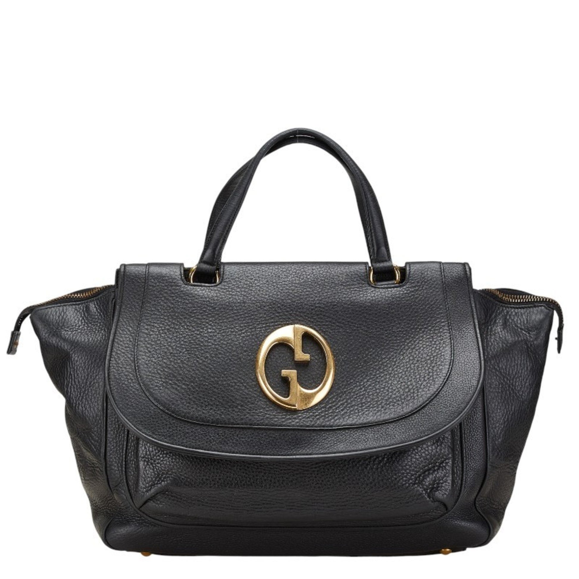 Gucci Double G, Black, Leather, handbag