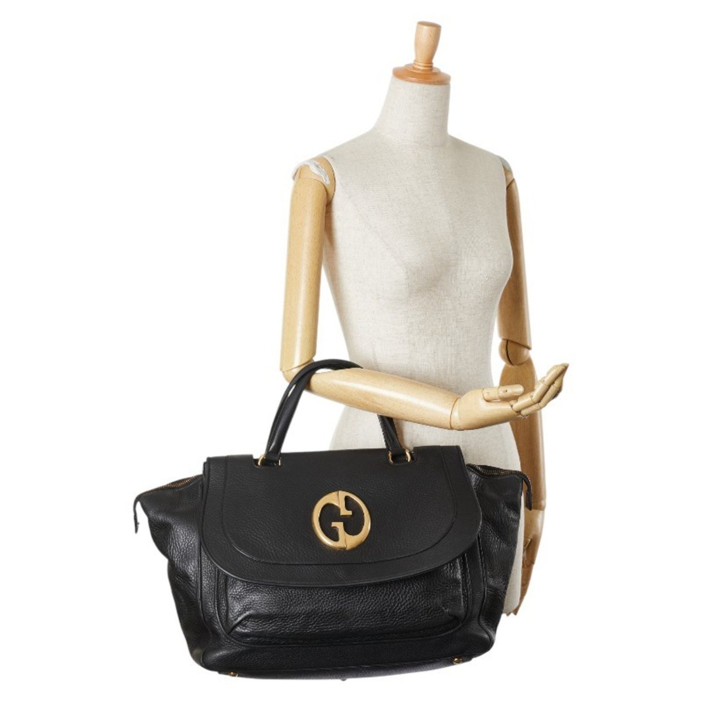 Gucci Double G, Black, Leather, handbag