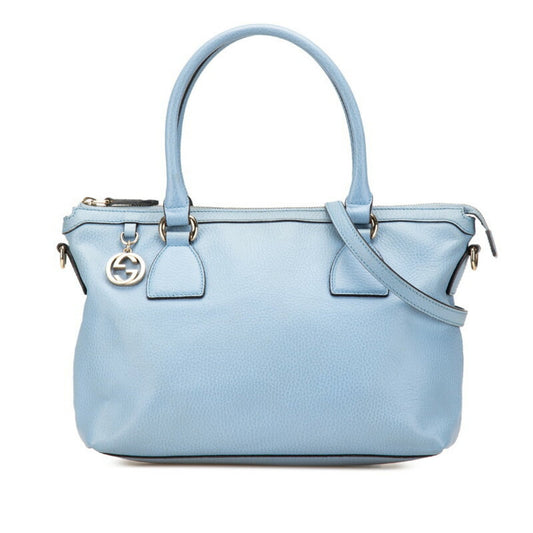 Gucci Interlocking G, Blue, Leather, handbag