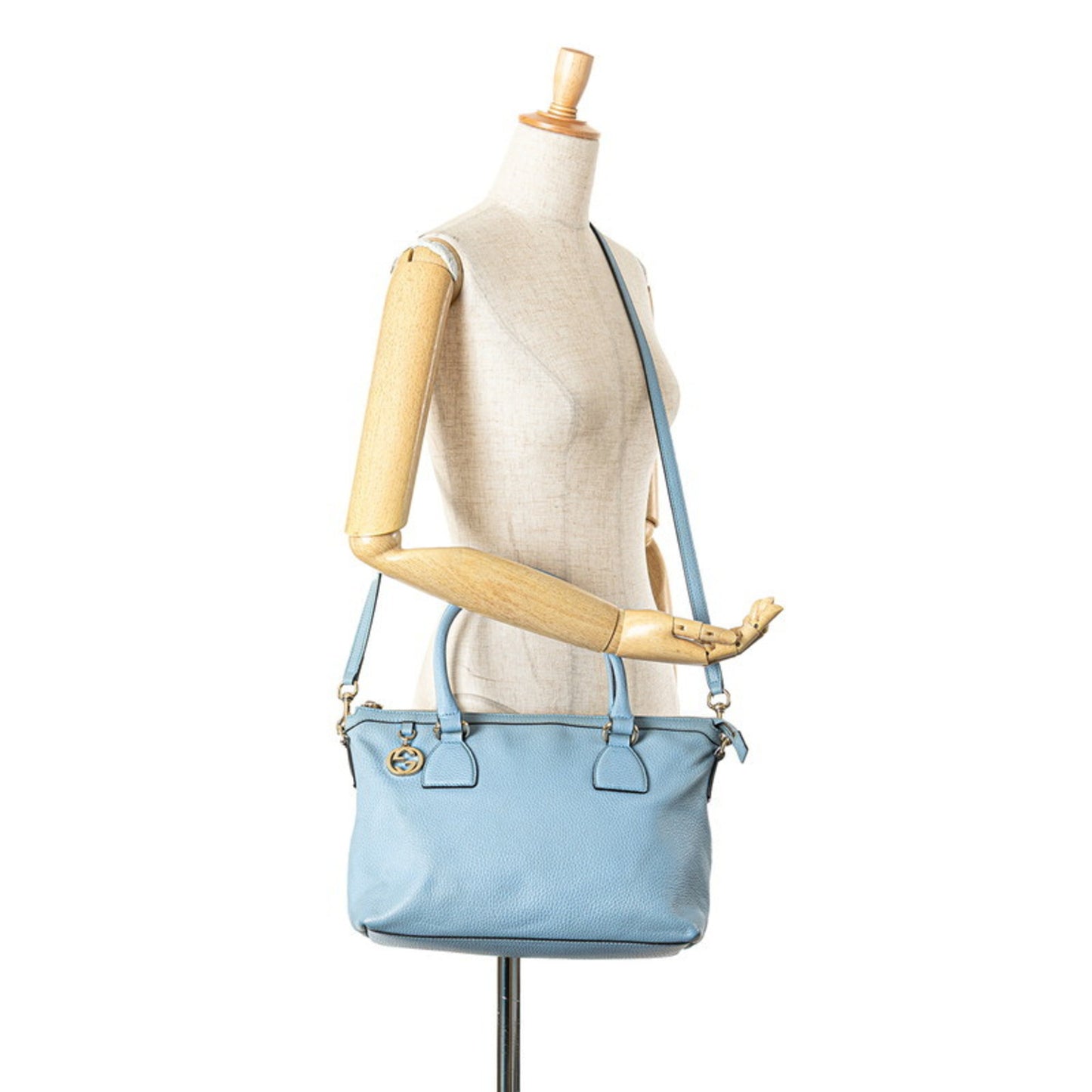 Gucci Interlocking G, Blue, Leather, handbag