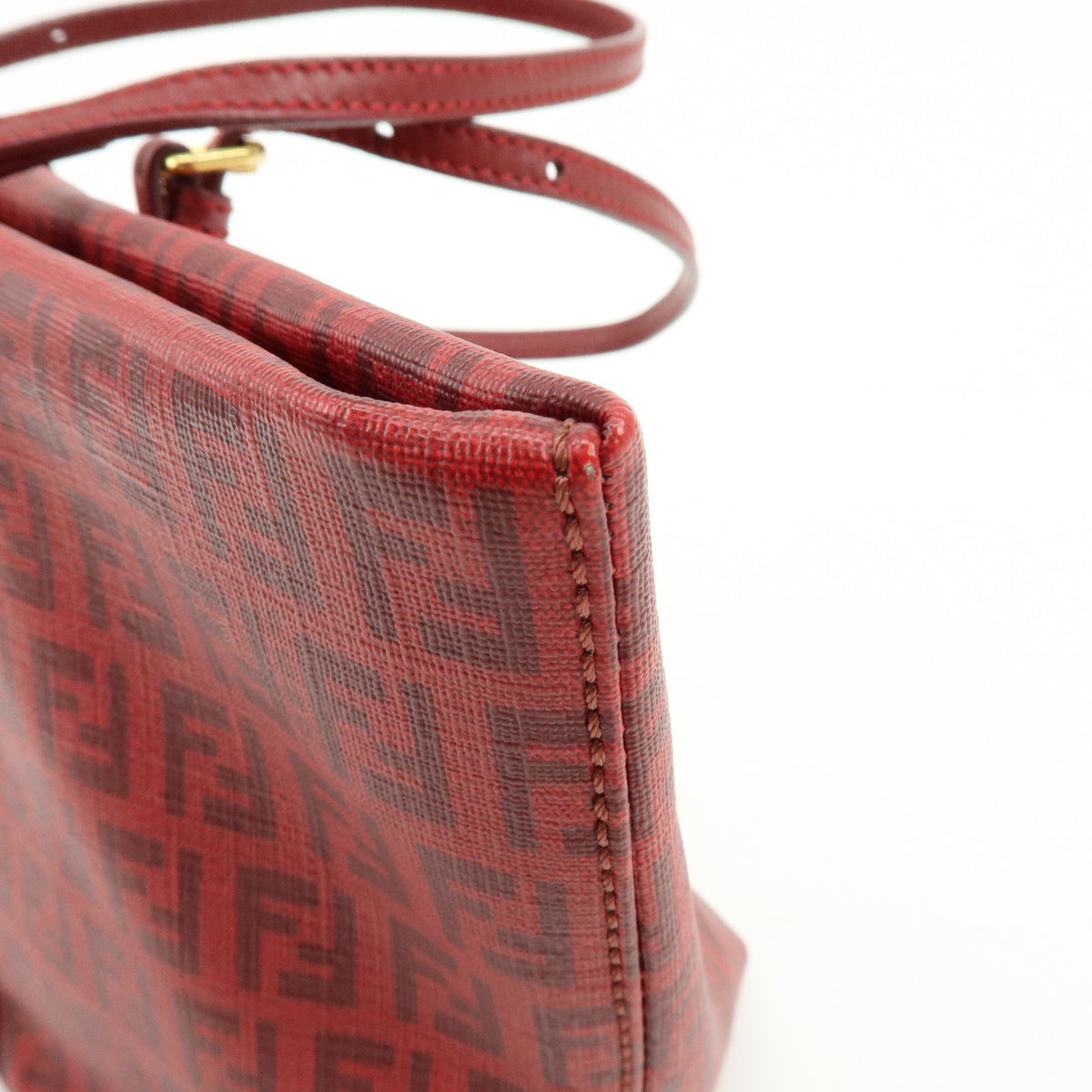 Fendi Superstar Zucchino Coated Canvas, Red, PVC, Tote Bag