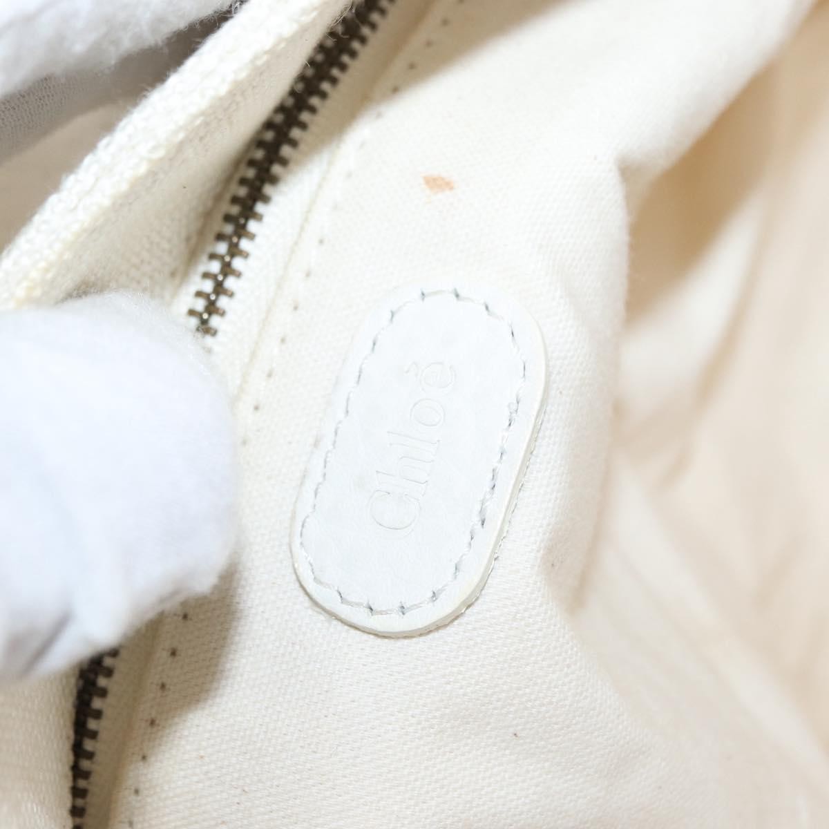 Chloe Vintage Leather, White, Canvas, Handbag