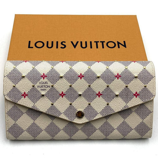 Louis Vuitton Sarah, White, Canvas, wallet