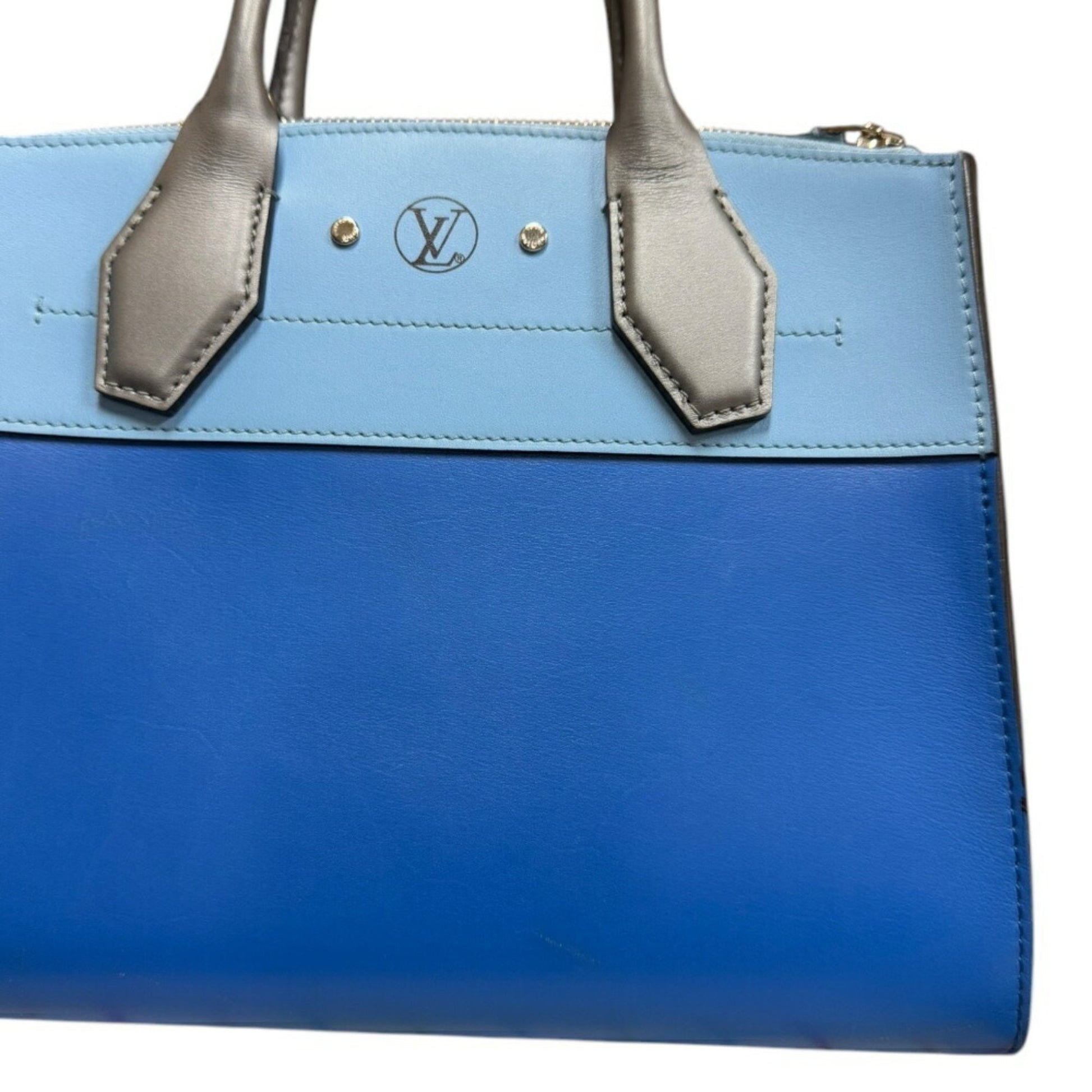 Louis Vuitton City steamer, Blue, Leather, handbag