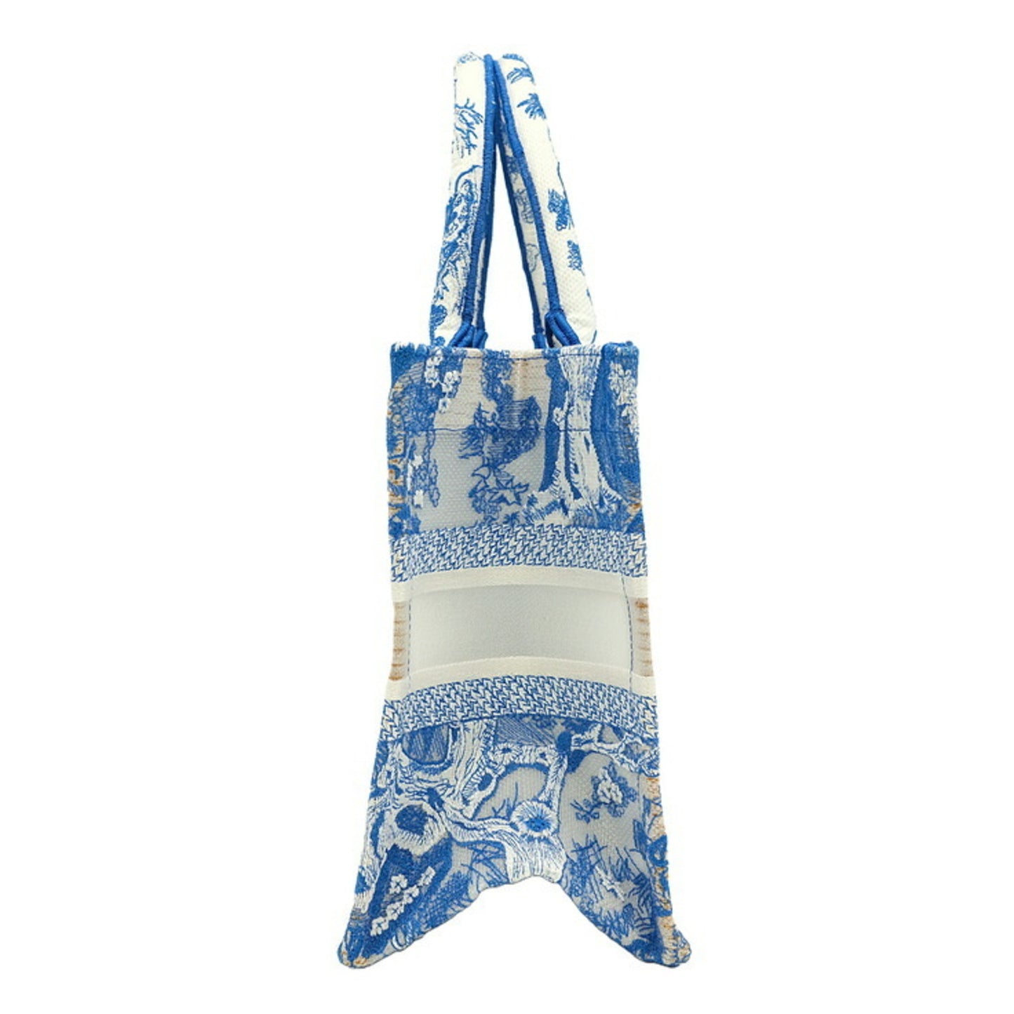 Christian Dior Book Tote Embroidered Leather, Blue, Canvas, Handbag