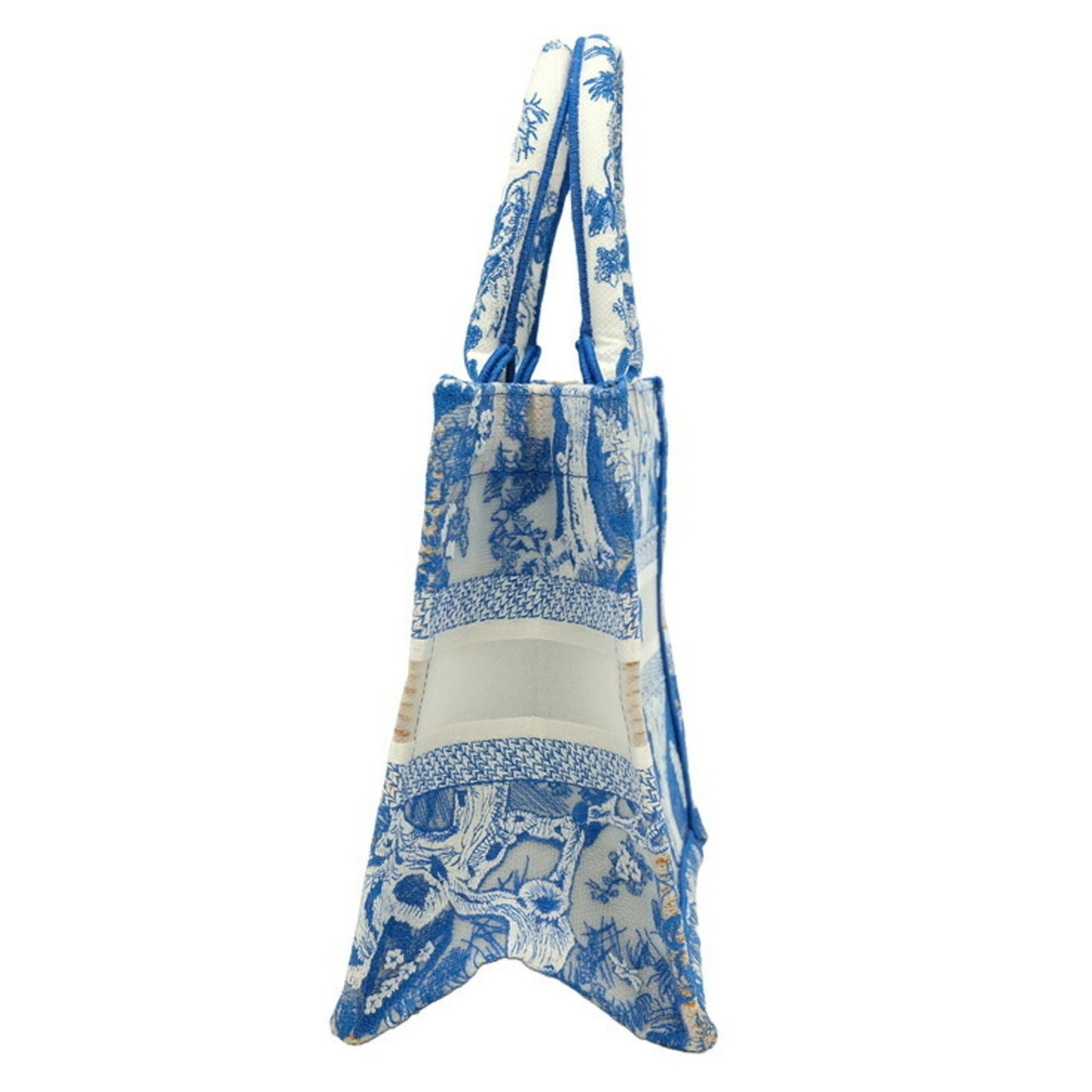 Christian Dior Book Tote Embroidered Leather, Blue, Canvas, Handbag