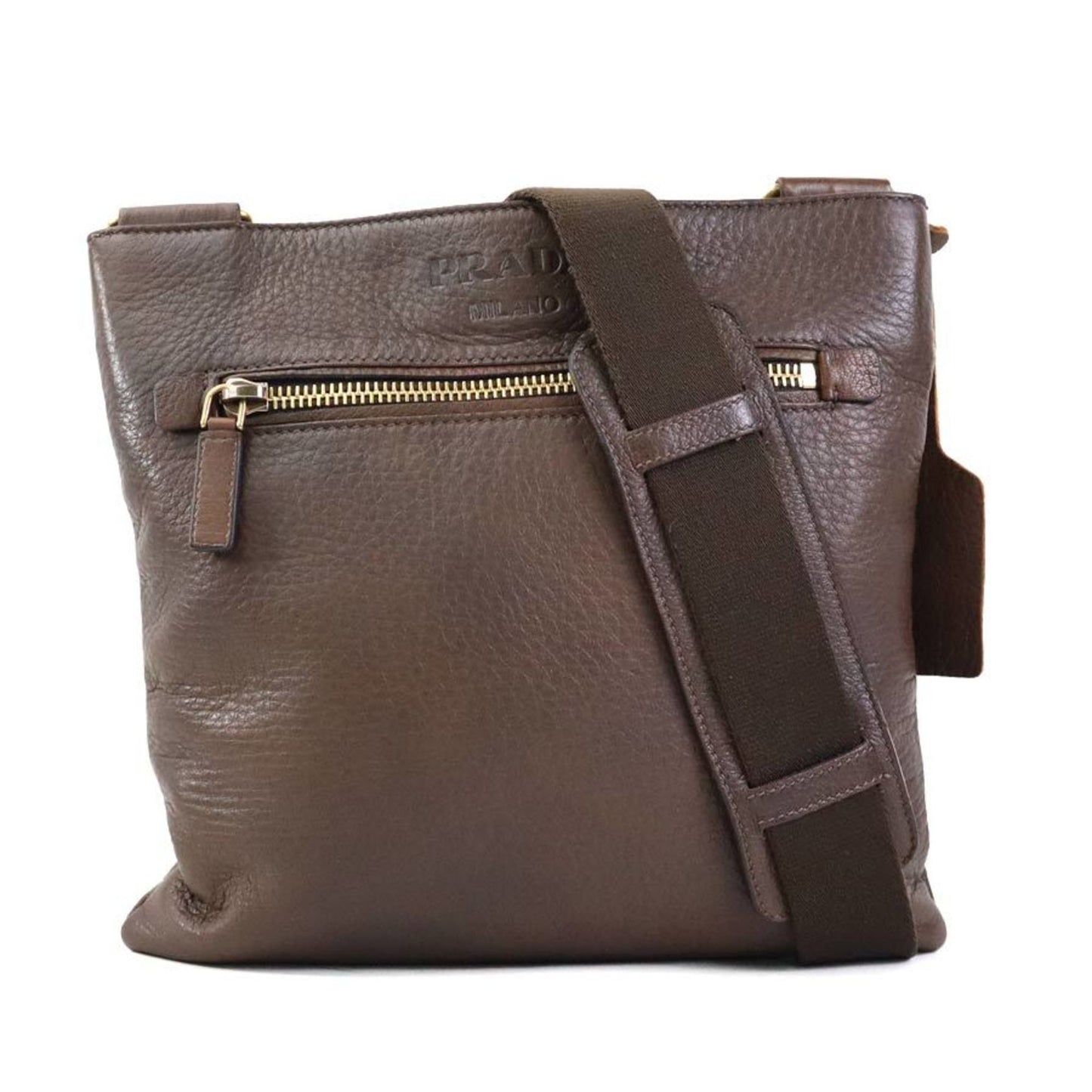 Prada Saffiano, Brown, Leather, shoulder