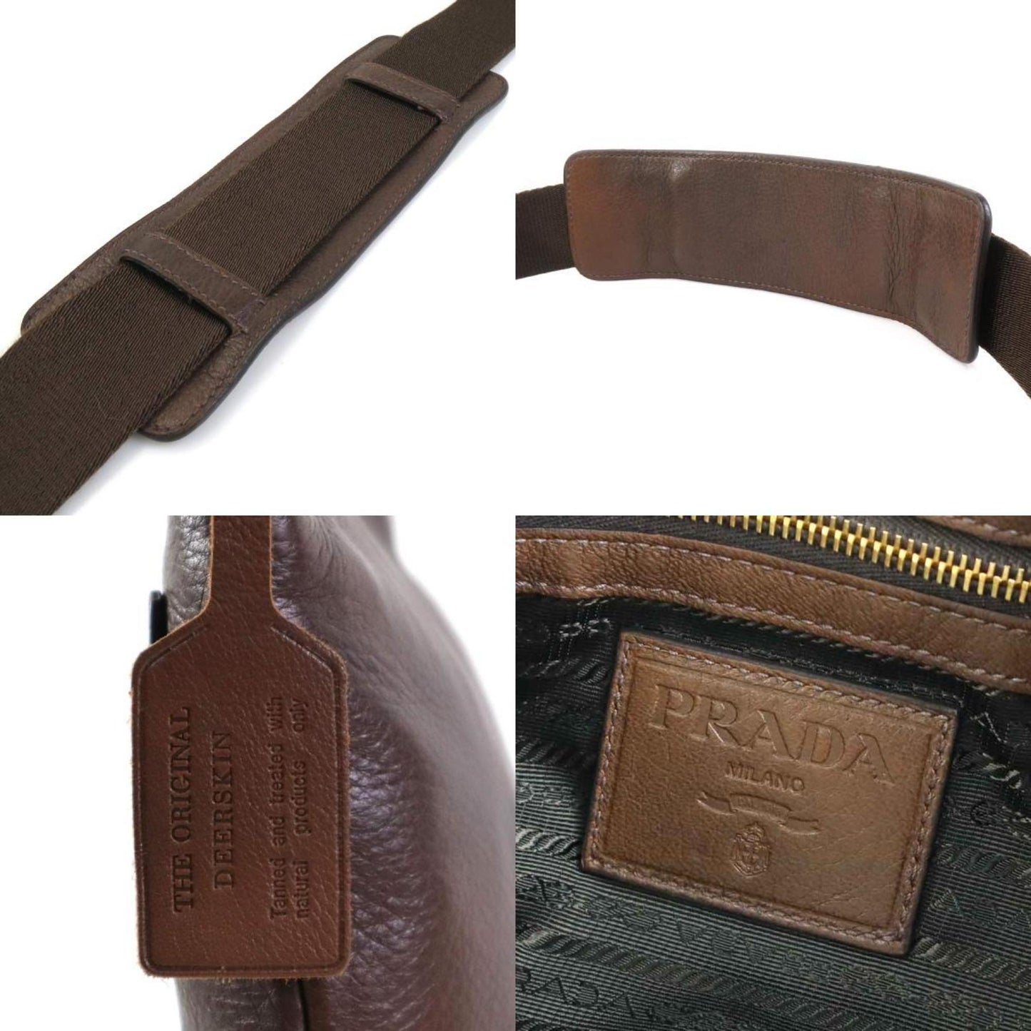 Prada Saffiano, Brown, Leather, shoulder