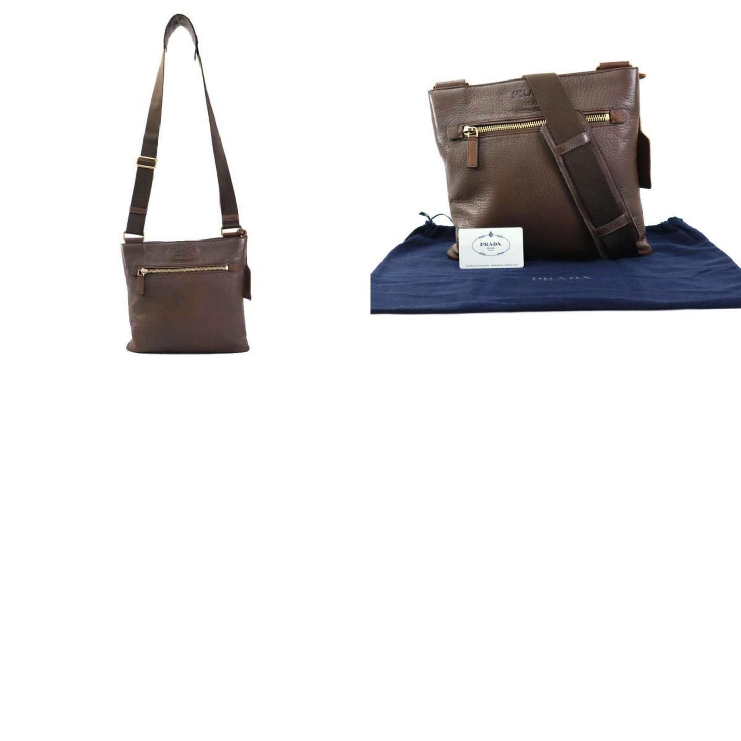Prada Saffiano, Brown, Leather, shoulder
