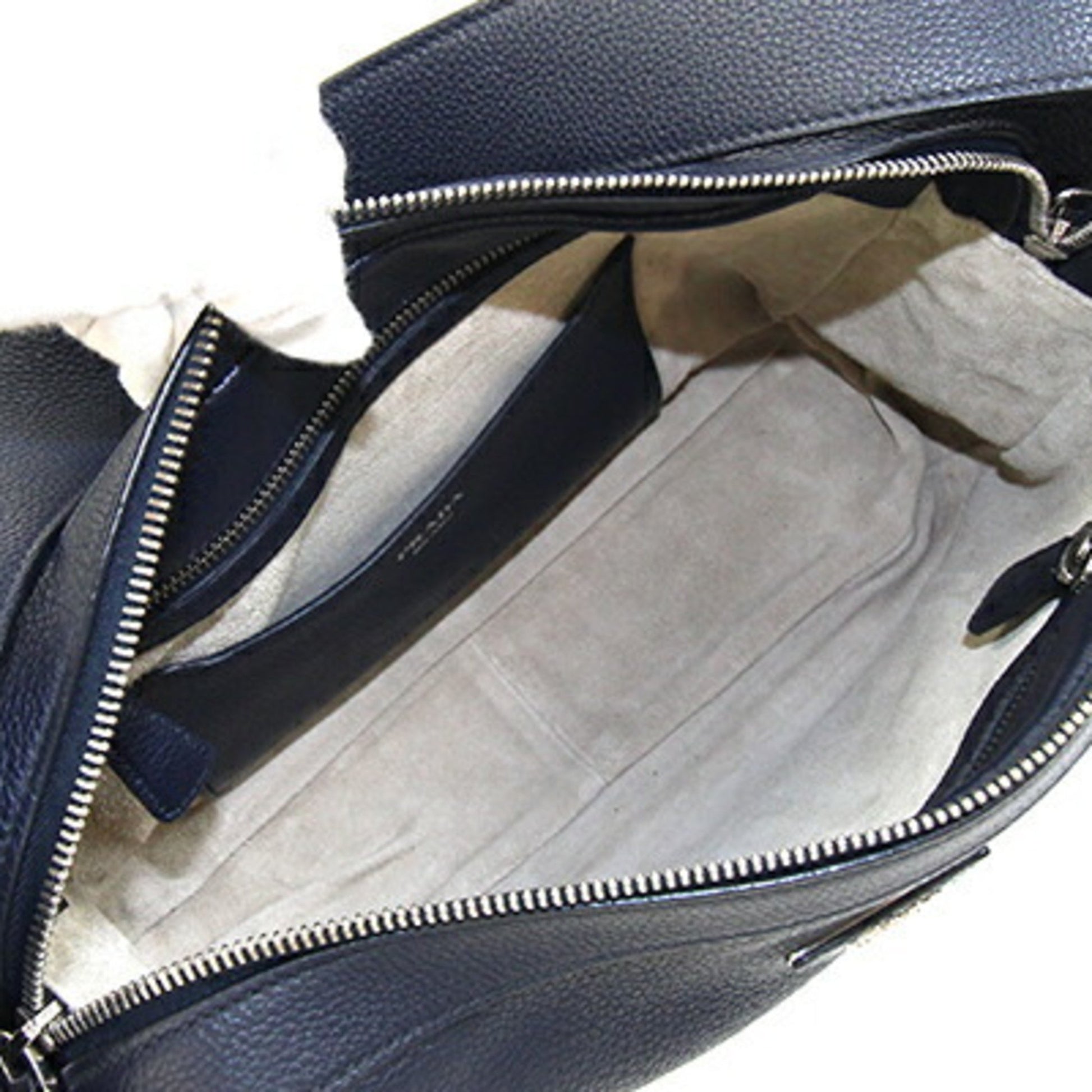 Prada, Navy, Leather, shoulder