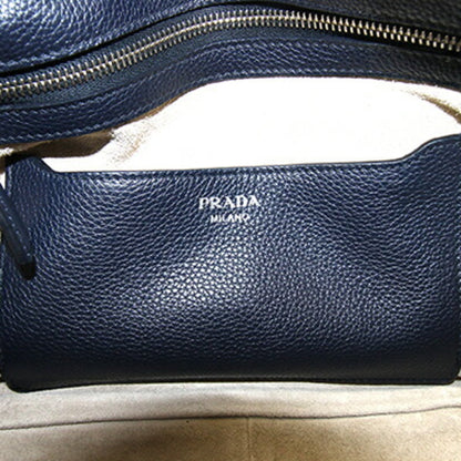 Prada, Navy, Leather, shoulder