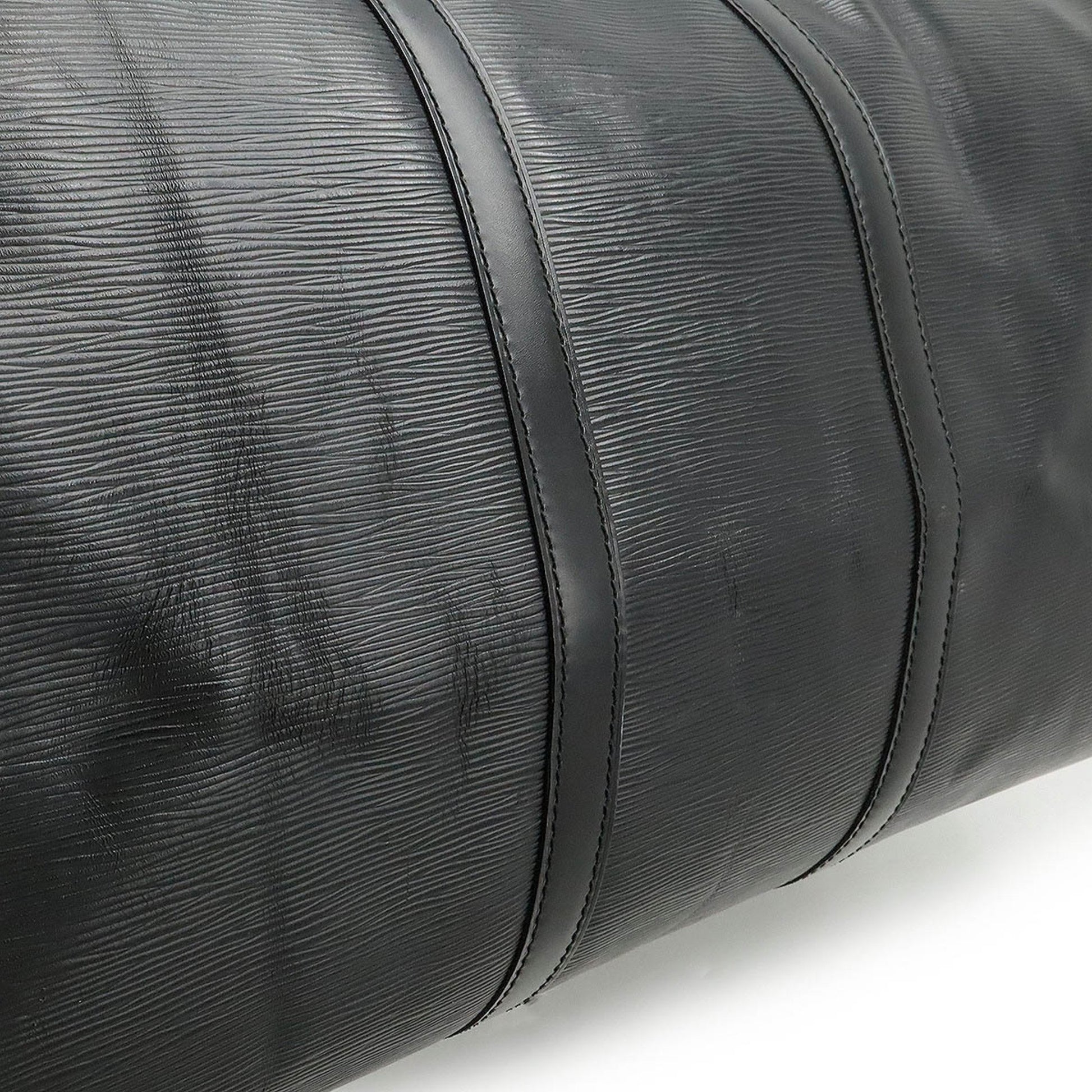 Louis Vuitton Keepall 60, Black, Leather, travel