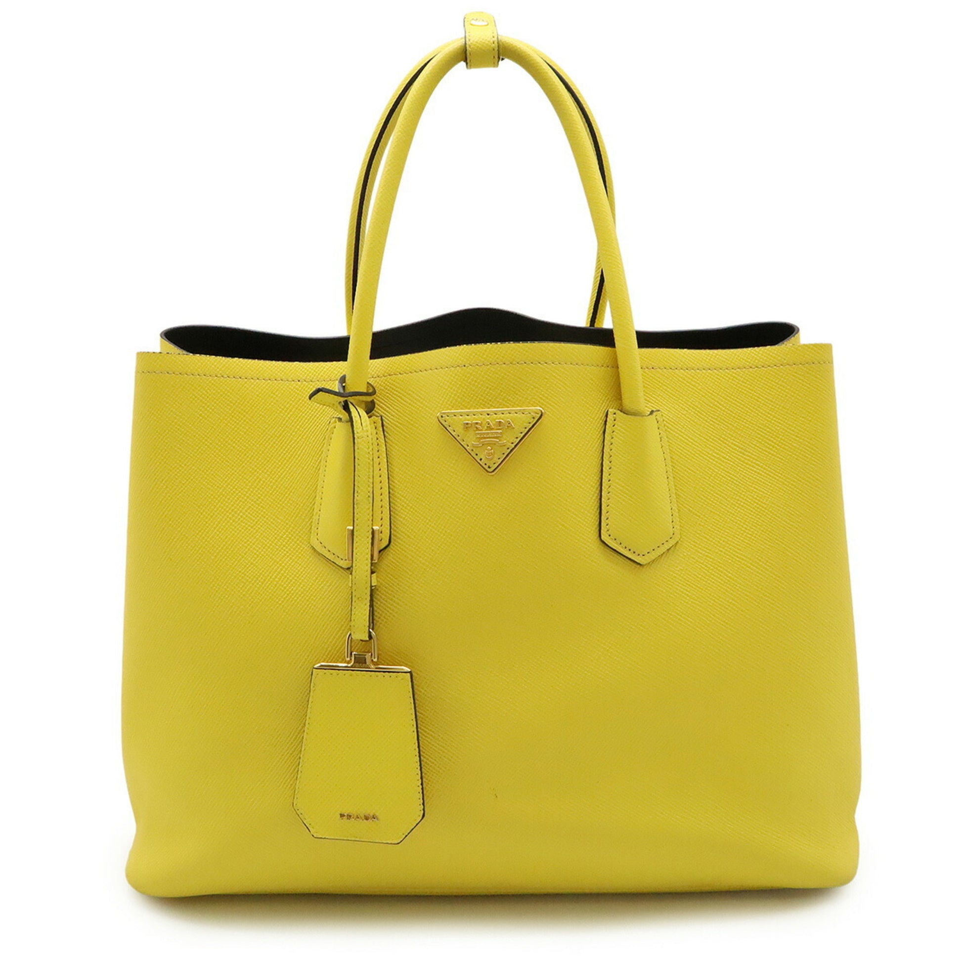Prada Saffiano, Yellow, Leather, tote
